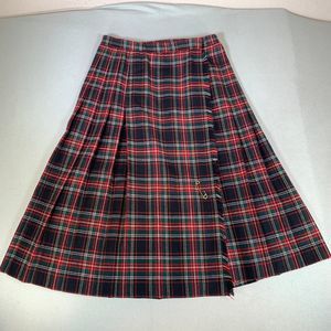 david brooks Red and Green Plaid Pleated Skort